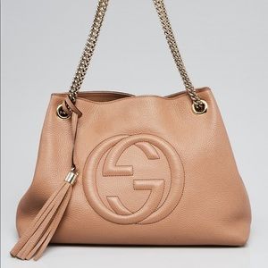 GUCCI Pebbled Leather Soho Chain Tote Bag